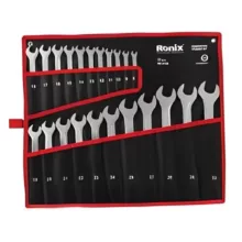ست آچار ۲۲ عددی یکسر تخت و یک سر رینگی ساخت هند مدل RH-2159 رونیکس