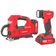 کیت کمپرسور فندکی و چراغ قوه شارژی 20ولت مدل 9799K توسن