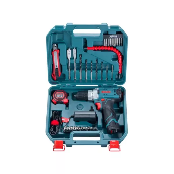 کیت دریل شارژی 12 ولت تک باطری 35 پارچه RS-8611 رونیکس
