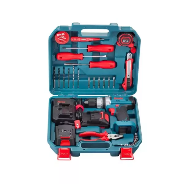 کیت دریل شارژی چکشی 16 ولت دو باتری مدل RS-8615 رونیکس